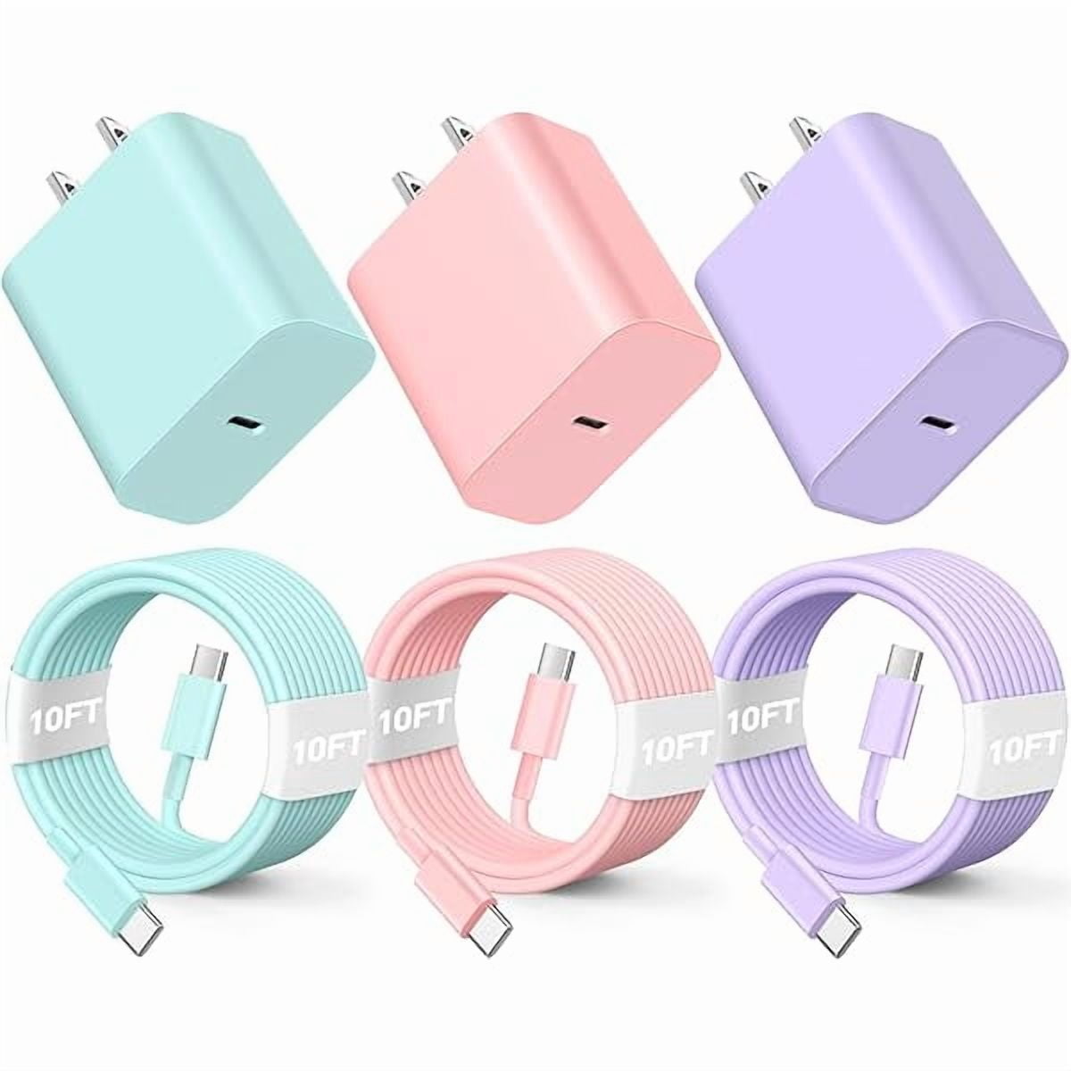 Compatible with iPhone16/15 Charger Fast Charging, 3 Pack 20W USB C Colorful Charger Block with 10 FT USB-C to C Cable Compatible with iPhone 16 15 Pro/Plus/Pro Max,Pad Pro 12.9/11 inch,Pad Air 5th