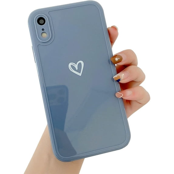 Compatible with iPhoneXSMAX Case for Women Girls, Cute Love Heart Pattern Soft Slim TPU Protective Bumper Phone Case for iPhone XSMAX 6.5" - Blue Gray