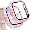 thumbnail image 1 of Compatible with iWatch Accessories with Built-in Tempered Glass Screen Protector Bling Crystal Diamond Rhinestone Full Protective Bumper Cover for Women Man(44mm,Pink), 1 of 5