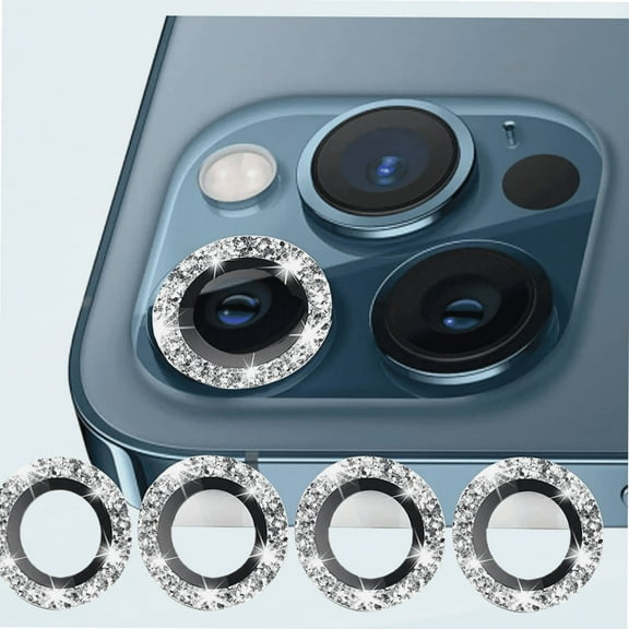 Compatible with iphone 12 Pro/12/11/11 Pro/11 Pro Max Camera Lens Protector Bling, (NOT FIT 12 PRO MAX), Apple iPhone 11 12 Pro Camera Cover Sparkly, Glitter Lens Protector with Clear Glass, (Silver)