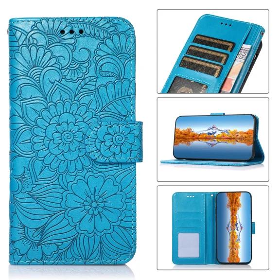Compatible with phone case wallet case and wristband protection flip credit card holder phone case, suitable for Redmi NOTE 7 PRO embossed pattern phone case
