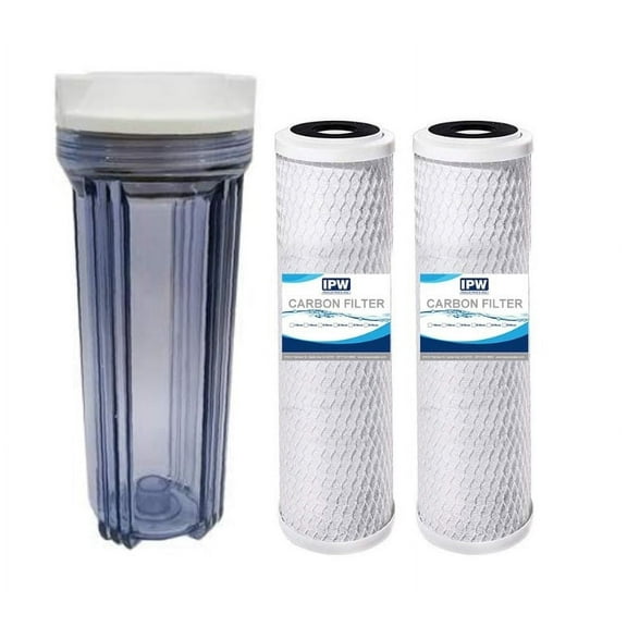 Compatible to Water Pur Company CCI-10CLW Filter Canister with 1/4 NPT ports and (2) CCI-10-Ca Water Filters by IPW Industries Inc.