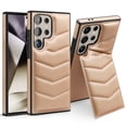 thumbnail image 1 of Compatible with wireless charging for Samsung Galaxy S22 Ultra Card Case with Card Holder Kickstand RFID Blocking Flip Cover Credit Card Slots PU Leather Men Women,Shockproof Phone Case,Rosegold, 1 of 9