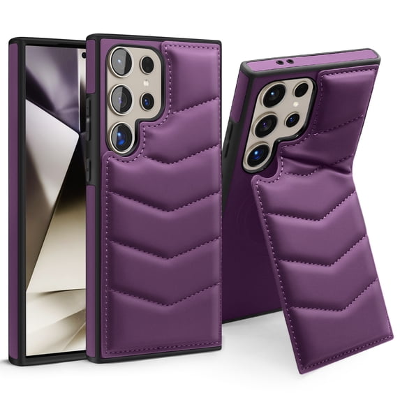Compatible with wireless charging for Samsung Galaxy S23 Plus Card Case with Card Holder Kickstand RFID Blocking Flip Cover Credit Card Slots PU Leather Men Women,Shockproof Phone Case,Purple