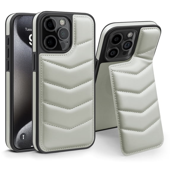 Compatible with wireless charging for iPhone 14 Card Case with Card Holder Kickstand RFID Blocking Flip Cover Credit Card Slots PU Leather Men Women,Shockproof Phone Case,Gray