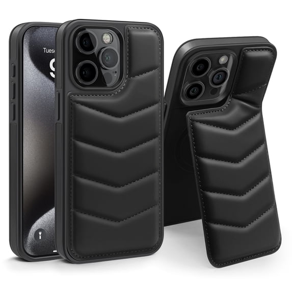 Compatible with wireless charging for iPhone 14 Card Case with Card Holder Kickstand RFID Blocking Flip Cover Credit Card Slots PU Leather Men Women,Shockproof Phone Case,Black