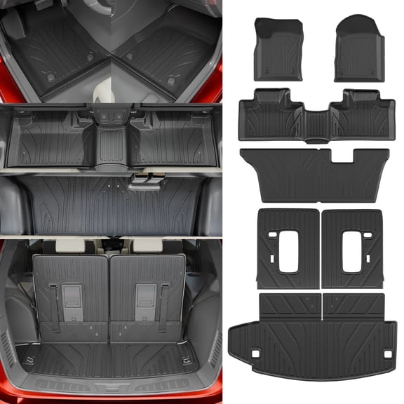 Bomely Tpe All Weather Floor Mats & Cargo Liner Full Set, Fits Dodge Durango SUV 16-26 7 Seats, Not for 6-Seater, Full Set