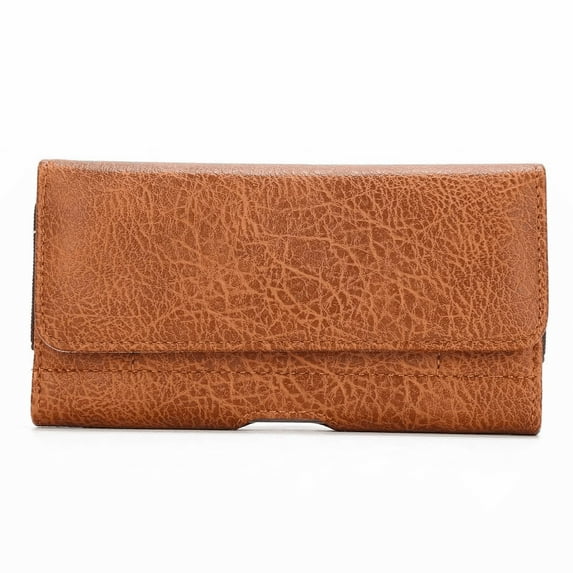 Compatible with AT&T Vista with a thin cover on it. Brown Magnetic Leather Case with Card Holder under the flap.