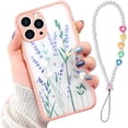 thumbnail image 1 of Compatible with Aesthetic Clear Floral Leaf Lavender iPhone 14 Pro Max Case with Pearl Bracelet Chain (Pink), 1 of 6