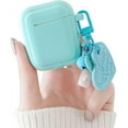 thumbnail image 1 of Compatible with AirPods Case Soft Silicone Cute Cartoon Keychain Shockproof Cover Case for Girls Women Airpods 1&2- Green, 1 of 8