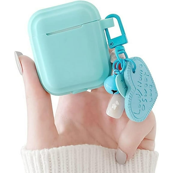 Compatible with AirPods Case Soft Silicone Cute Cartoon Keychain Shockproof Cover Case for Girls Women Airpods 1&2- Green