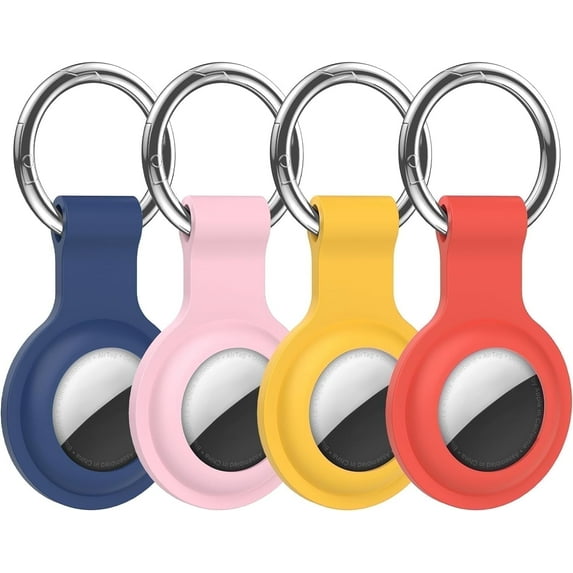 Compatible with AirTag Case Keychain Air Tag Holder Silicone AirTags Key Ring Cases Tags Chain Apple GPS Item Finders Accessories 4 Pack
