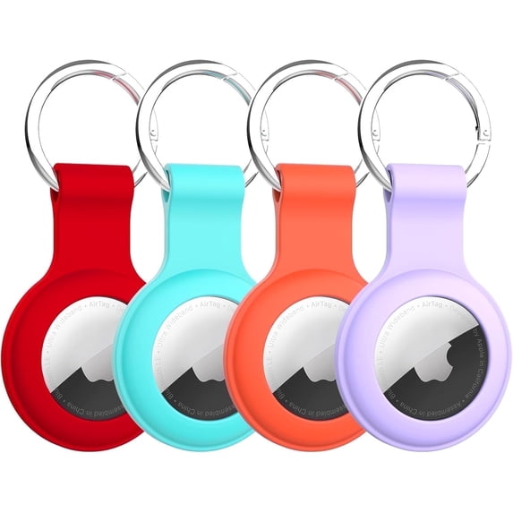 Compatible with AirTag Case Keychain Air Tag Holder Silicone AirTags Key Ring Cases Tags Chain Apple GPS Item Finders Accessories 4 Pack