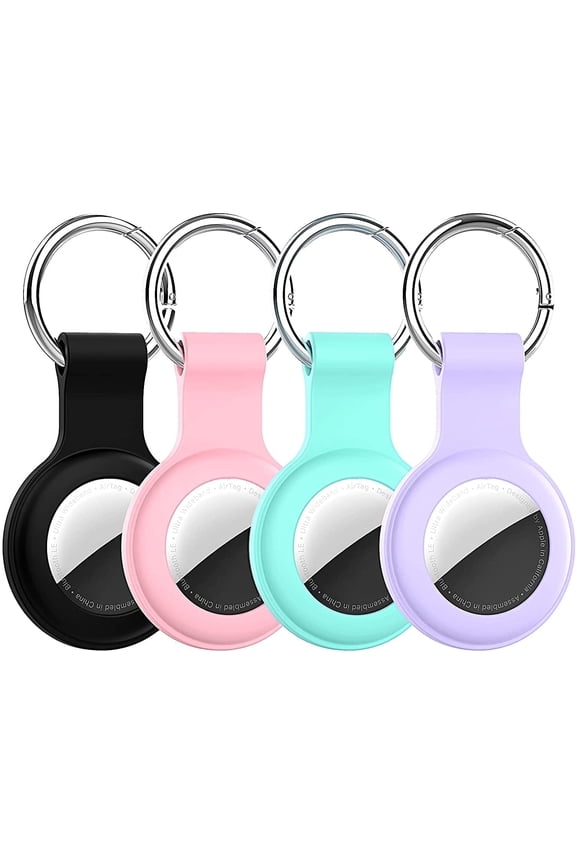 Compatible with AirTag Case Keychain Air Tag Holder Silicone AirTags Key Ring Cases Tags Chain Apple GPS Item Finders Accessories 4 Pack