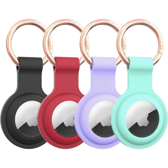Compatible with AirTag Case Keychain Air Tag Holder Silicone AirTags Key Ring Cases Tags Chain Apple GPS Item Finders Accessories 4 Pack