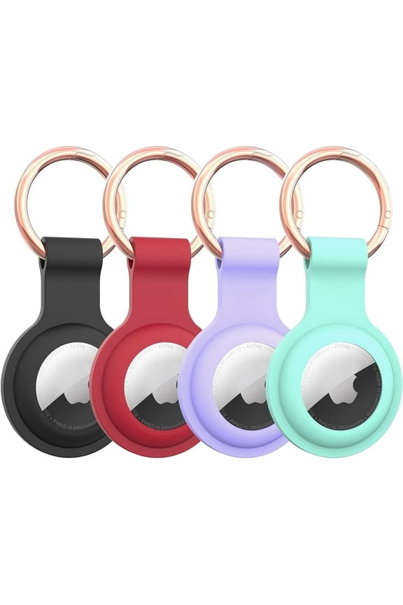 Compatible with AirTag Case Keychain Air Tag Holder Silicone AirTags Key Ring Cases Tags Chain Apple GPS Item Finders Accessories 4 Pack