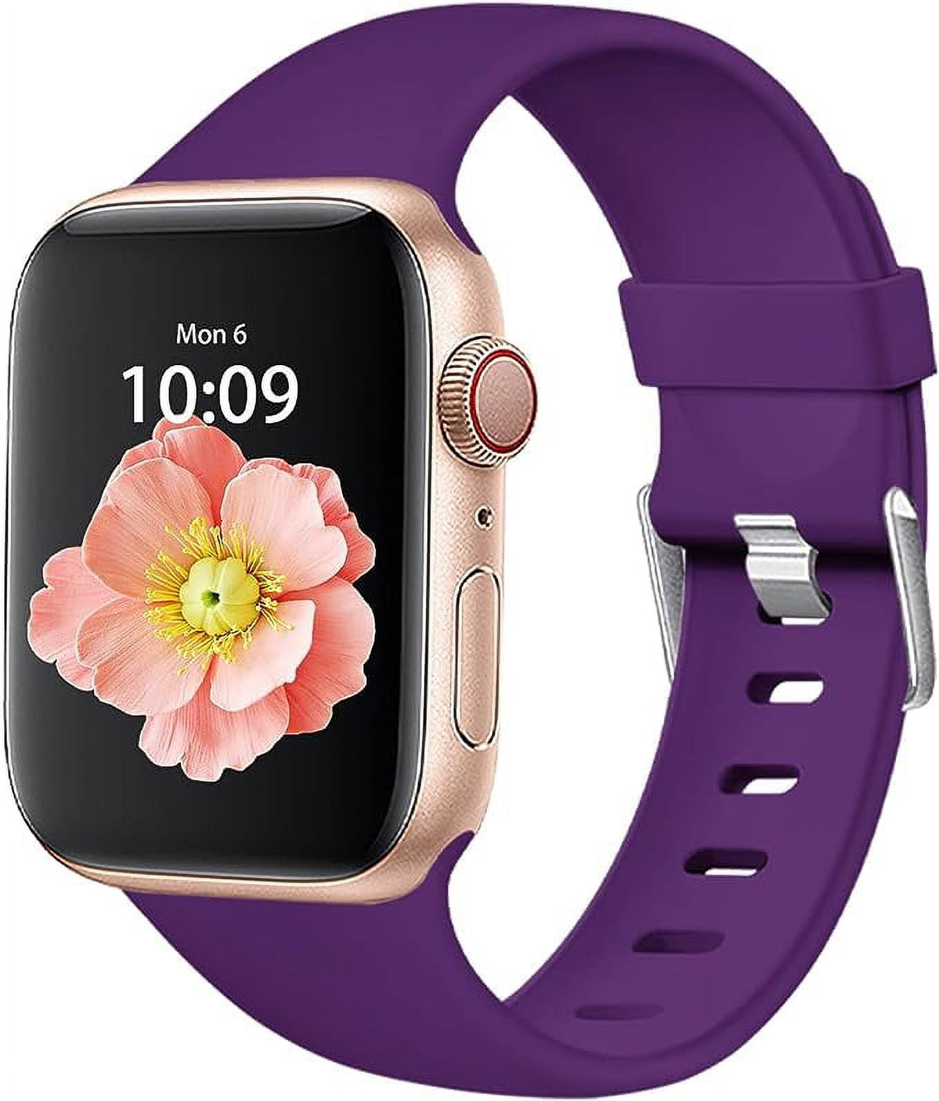 Compatible with Apple Watch Band 40mm 38mm for Women Men Silicone Sport Replacement Wrist Band Compatible for iWatch Series 5 4 3 2 1 Purple M L Walmart