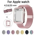 thumbnail image 1 of Compatible with Apple Watch Band 44mm Milanese Loop iWatch Band with Screen Protector Case for Apple Watch Series SE 6 5 4 -pink gold, 1 of 8