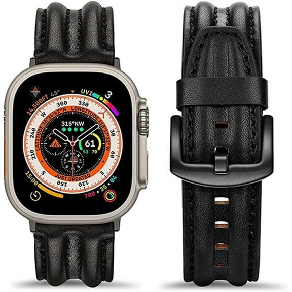 Compatible with Apple Watch Band 49mm/46mm/45mm/44mm/42mm, Genuine Leather Bands Strap for iWatch Ultra 2/1 SE Series 10 9 8 7 6 5 4 3 2 1