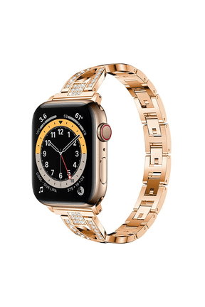 Compatible with Apple Watch Band Bling Diamond Rhinestone Replacement Metal Strap --- Rose Gold 38/40/41mm