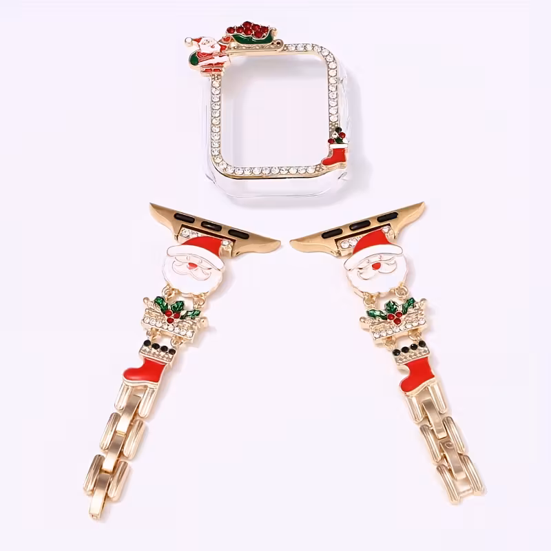Compatible with Apple Watch Bands , Christmas Bling Jewelry 9/8/7/6/SE/5/4 Bracelet StrapSanta claus 44/45mm