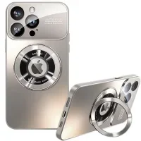Compatible with Apple series mobile phones, magnetic protective case with 360° rotating bracket and lens protection