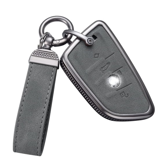 Compatible with BMW Key Fob Cover with Keychain Leather Key Case Protector for BMW 2 5 6 7 X1 X2 X3 X5 X6 Series