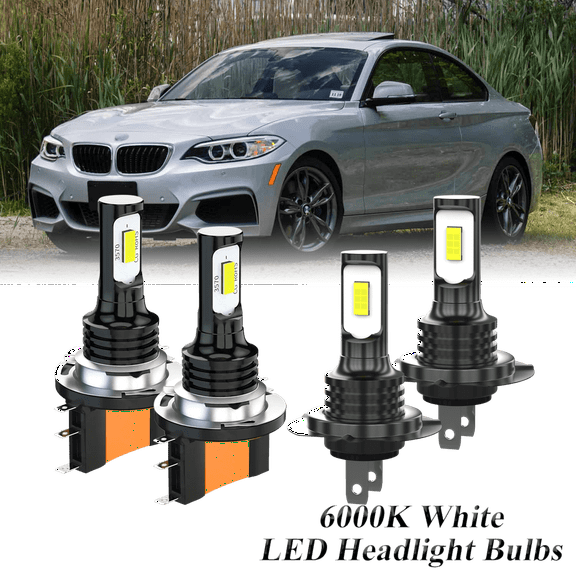 Compatible with BMW M235i 2014 2015 2016  H15 H7 LED Headlight KIT Combo Bulbs(Pack of 4) , 6000K High Low Beam Super Bright White