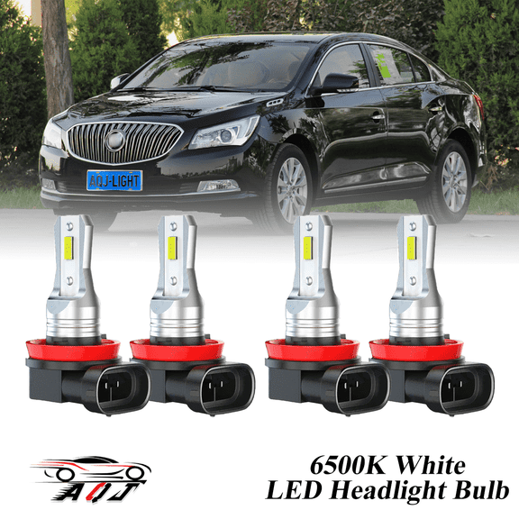Compatible with Buick LaCrosse 2005-2013 LED Headlight Bulbs KIT High Low Beam Combo (Pack of 4) , 6500K White 10,000LM Super Bright, Plug and Play