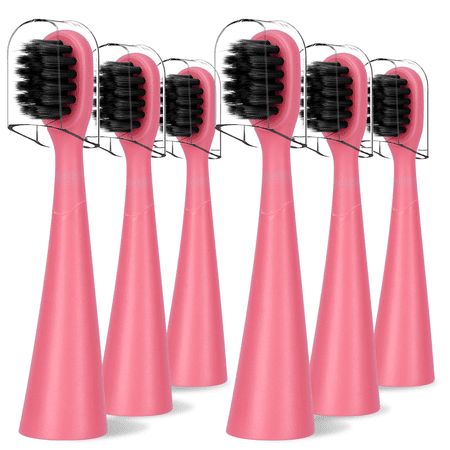 Compatible with Burst Kids Electric Toothbrush Replacement Heads with Dust Cover Caps, for Burst Kids Toothbrush,6 Pack, Light Pink