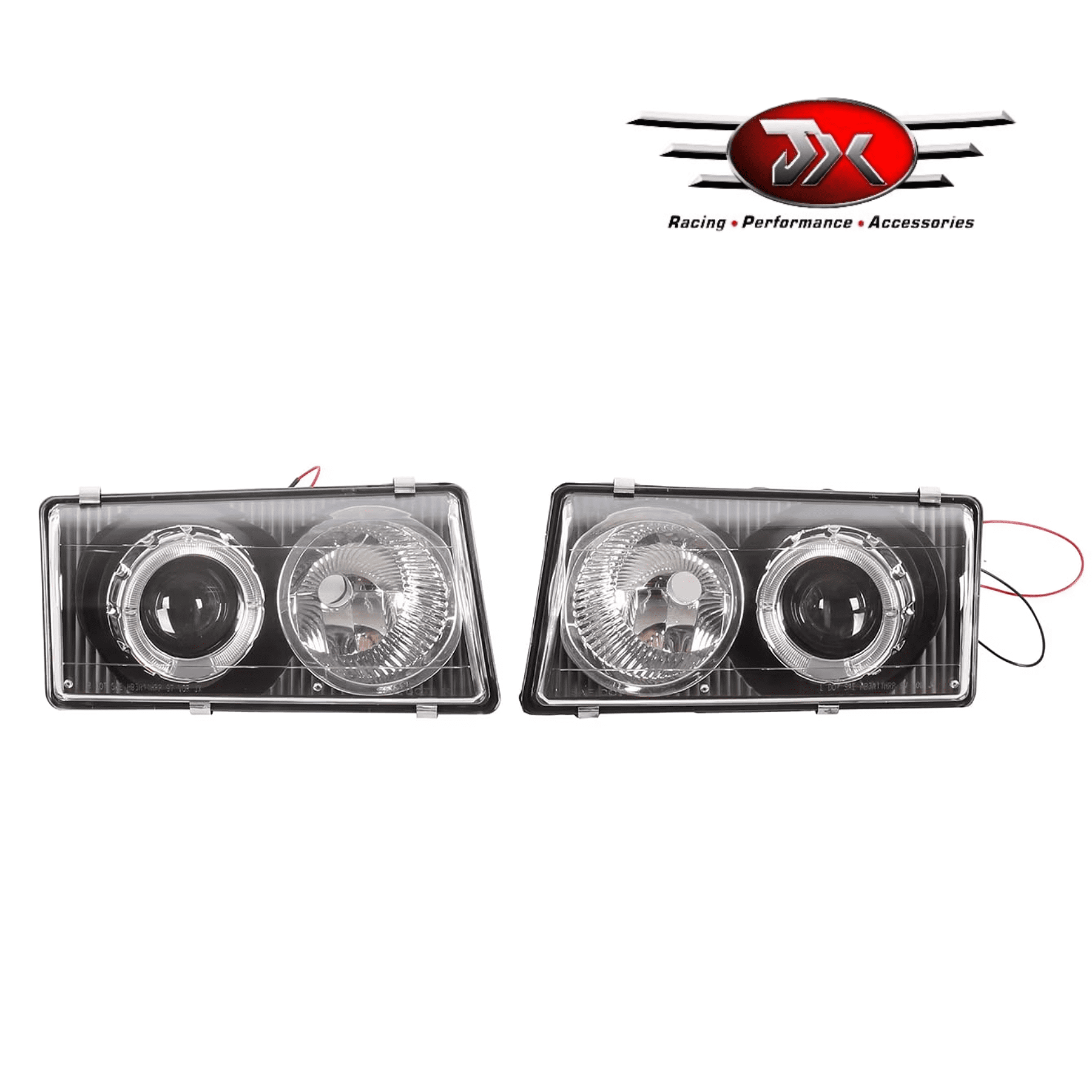Compatible with Chevrolet Corvette 1997-2004 C5 Z06 Projector Halo Headlights Lamps Black Pair