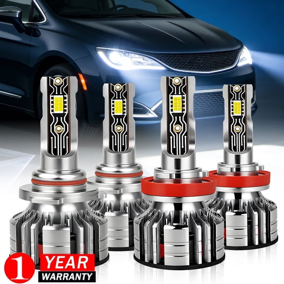 Compatible with Chrysler Pacifica(Without Projector) 2017-2020 LED Easy-Install Bulbs 9005+H11 6000K 4PCS