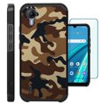 thumbnail image 1 of Compatible with Cricket Debut S2 | AT&T Calypso 4; Hybrid Fusion Guard Phone Case Cover + TEMPERED GLASS SCREEN PROTECTOR (Brown Camouflage), 1 of 2