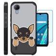 thumbnail image 1 of Compatible with Cricket Debut S2 | AT&T Calypso 4; Hybrid Fusion Guard Phone Case Cover + TEMPERED GLASS SCREEN PROTECTOR (Cute Dog Chihuahua), 1 of 2