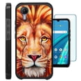 thumbnail image 1 of Compatible with Cricket Debut S2 | AT&T Calypso 4; Hybrid Fusion Guard Phone Case Cover + TEMPERED GLASS SCREEN PROTECTOR ( Lion ), 1 of 2
