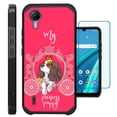 thumbnail image 1 of Compatible with Cricket Debut S2 | AT&T Calypso 4; Hybrid Fusion Guard Phone Case Cover + TEMPERED GLASS SCREEN PROTECTOR (Princess Dog), 1 of 2