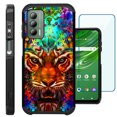thumbnail image 1 of Compatible with Cricket Outlast | AT&T Jetmore; Hybrid Fusion Guard Phone Case Cover + TEMPERED GLASS SCREEN PROTECTOR (Fantasy Tiger FF), 1 of 2