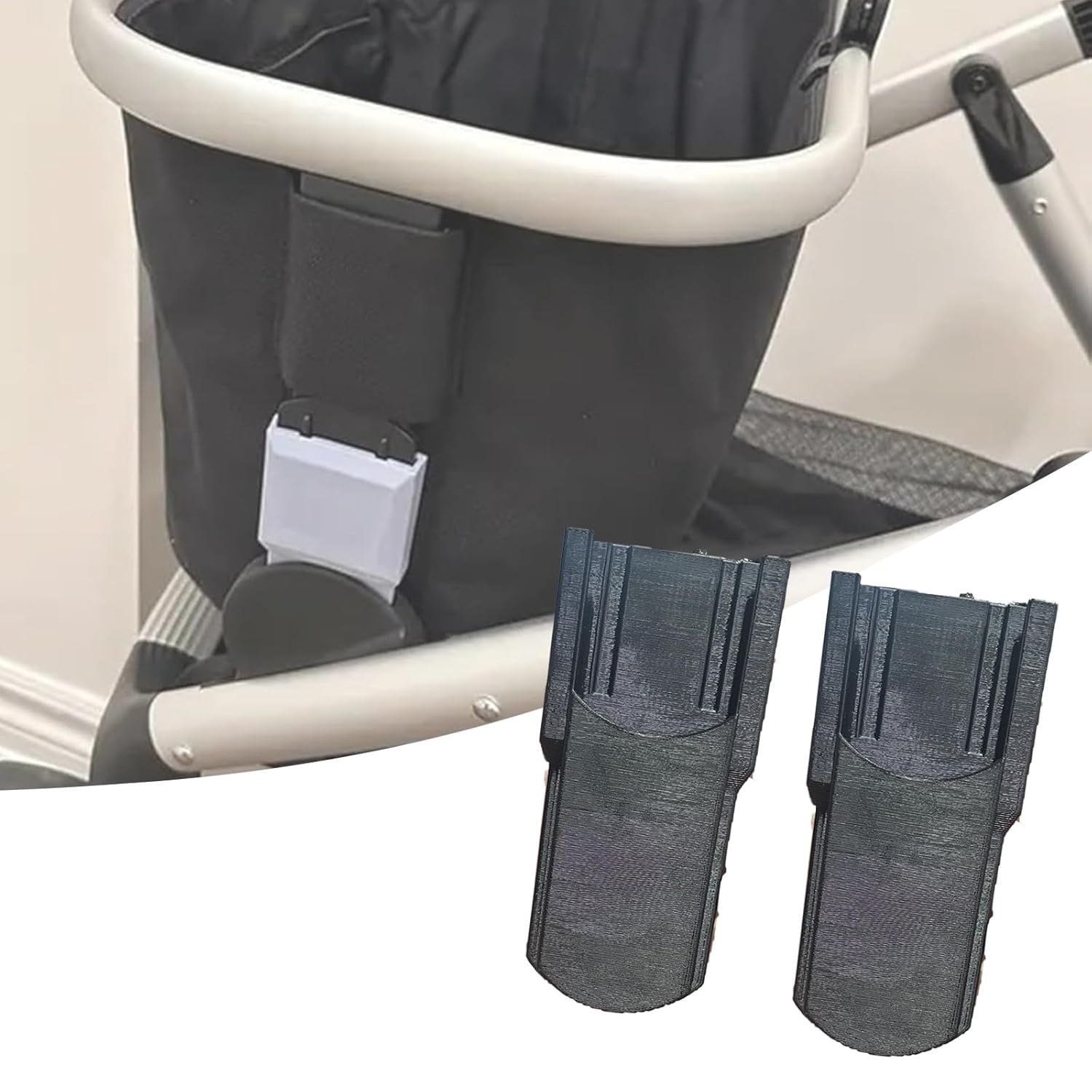 Compatible with Cybex Gazelle Shopping Basket Stroller Adapter - 2 Pcs |  Easy Detachable Design | Compatible with Lower Attachment (Black)
