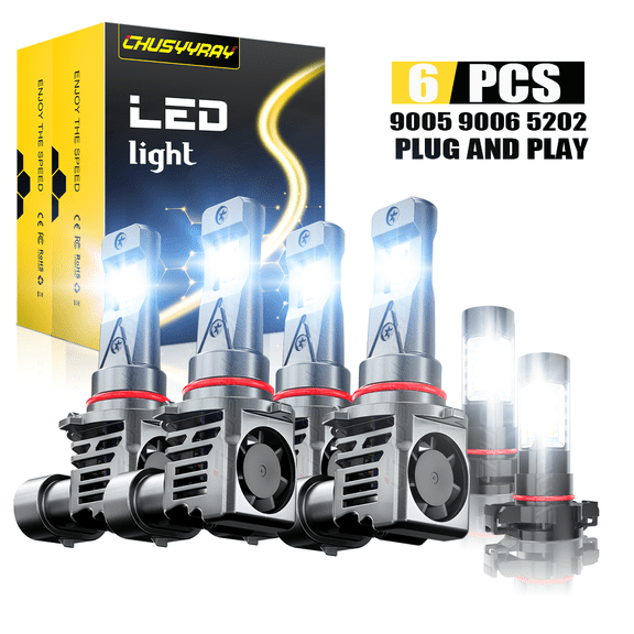 Compatible with Dodge Avenger 2010-2012 LED Headlight High Low Beam Fog Light Combo Kit Bulbs