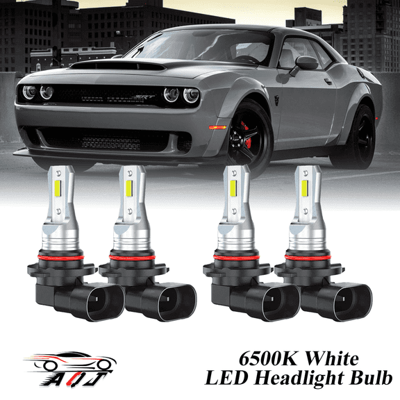 Compatible with Dodge Challenger 2015-2023 LED Headlight KIT High Low Beam Combo Bulbs (Pack of 4) , 6500K White 10,000LM Super Bright, Plug and Play