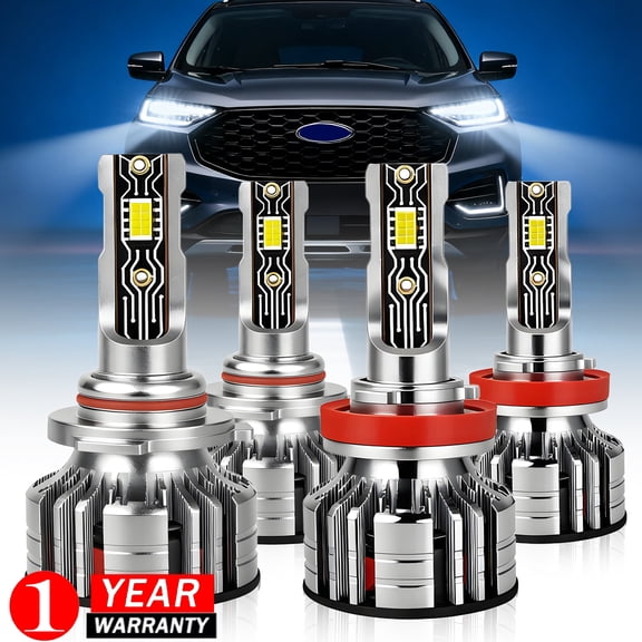 Compatible with Ford Edge 2015-2023 LED Headlight Kit 9005+H11 High Low Beam Plug and Play 6000K White 4Pack