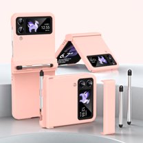 Compatible with Galaxy Z Flip 4 Case with S Pen Holder Slots Hinge Shockproof Protection Slim Case for Z Flip 4 2022,Pink