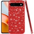 thumbnail image 1 of Compatible with Google Pixel 6A Case Glitter Bling Google Pixel 6A Phone Case for Girls Cute Bumper Shockproof Protective Cases (Red), 1 of 14