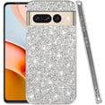 thumbnail image 1 of Compatible with Google Pixel 7 Pro Case Glitter Bling Google Pixel 7 Pro Phone Case for Girls Cute Bumper Shockproof Protective Cases (Silver), 1 of 14
