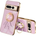 thumbnail image 1 of Compatible with Google Pixel 7 Pro Case Silicone TPU Shockproof Google Pixel 7 Pro Phone Case Plating Astronaut Cute Pattern Cases with Ring (Purple), 1 of 14