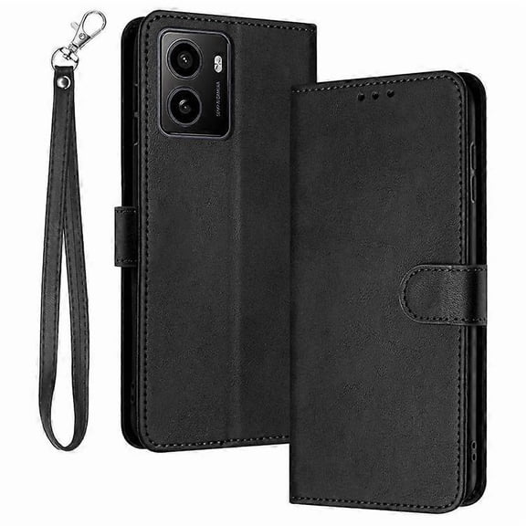 Compatible with HMD Pulse Pulse+ Pulse Pro Phone Case Flip Stand PU Leather Wallet Phone Protective Case Calfskin Texture Black