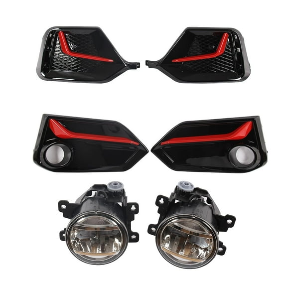 Compatible with Honda Civic Hatchback 2020 2021 LED Fog Lamp light W/Harness Switch/Cover W/Red Trim
