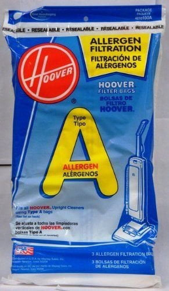 Compatible with Hoover Filter Bags Type A Allergen Filtration 4010100A Total of 12 Bags