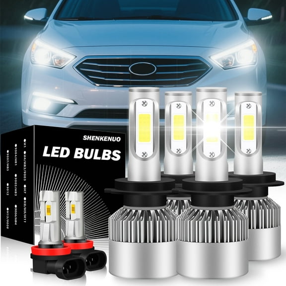 Compatible with Hyundai Sonata 2011-2014 6X LED Headlight High Low Beam Fog Light Bulbs
