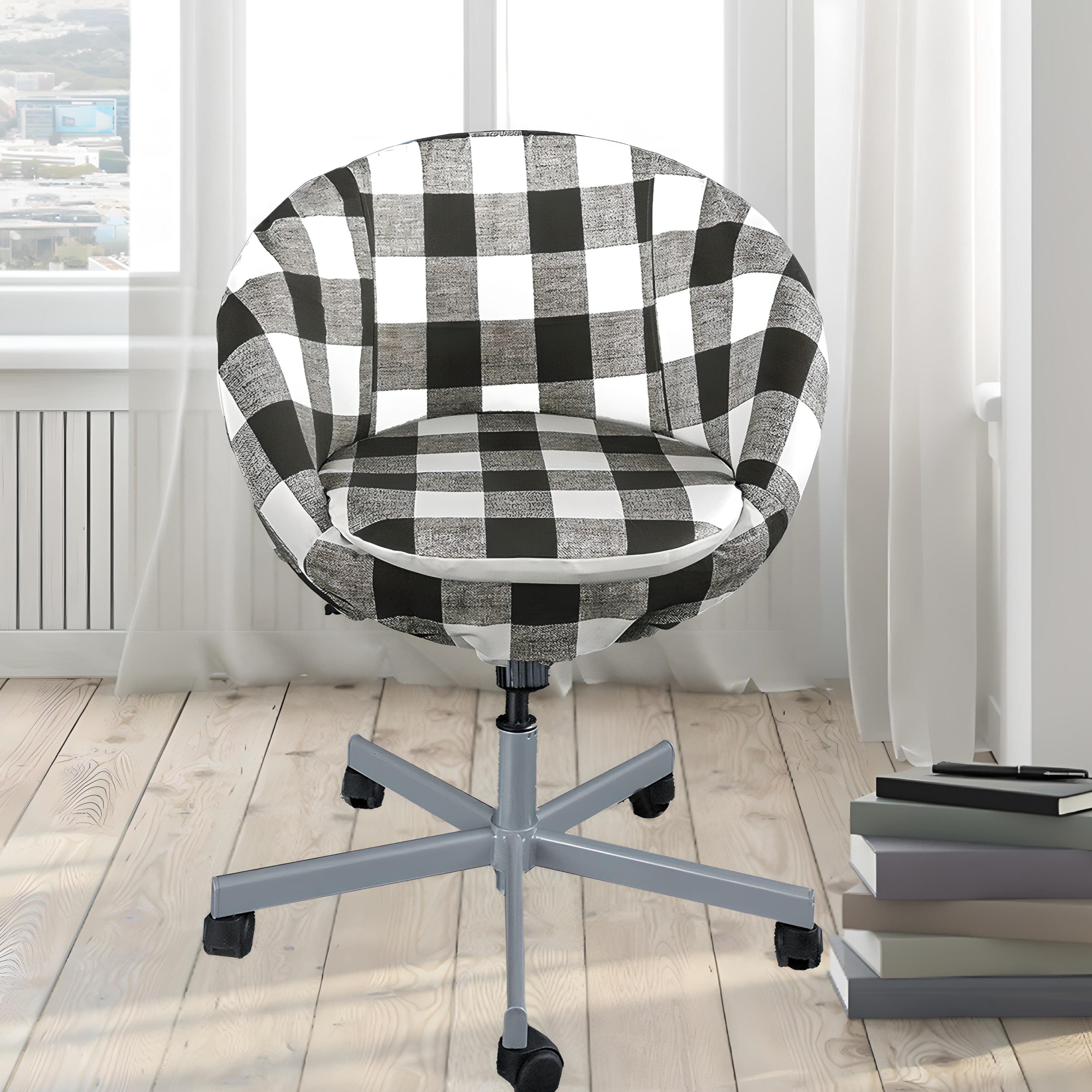 Compatible with IKEA SKRUVSTA Black Buffalo Check Scandinavian Chair Slip Cover